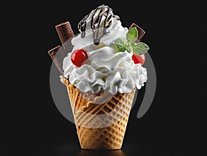 ice cream in a waffel cone