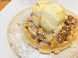 Ice Cream on Waffle