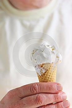 Ice cream in waffle cone