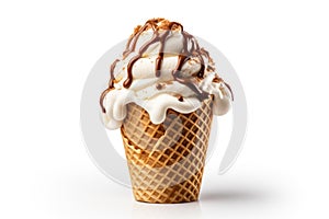 Ice Cream Waffle Cone - Delicious Summertime Treat with Copy Space