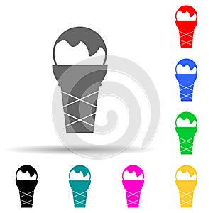 ice cream in a waffle cup multi color style icon. Simple glyph, flat vector of summer pleasure icons for ui and ux, website or