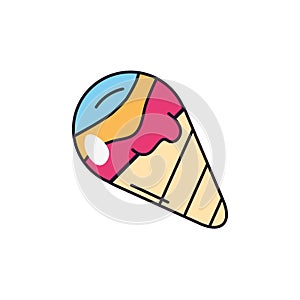 Ice cream waffle sweet and candies icon line fill