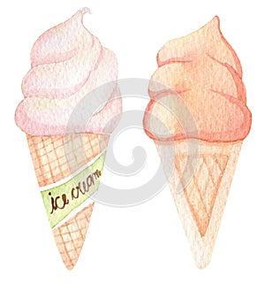 Ice cream watercolor illustration