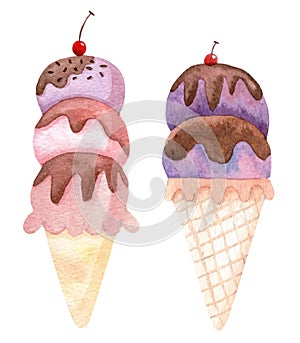 Ice cream watercolor illustration