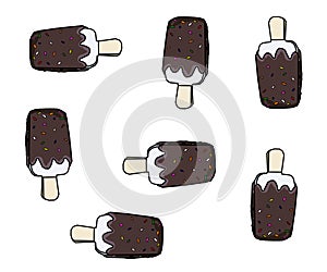 Ice creams of chocolate illustration.