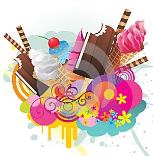 Ice creams color design photo