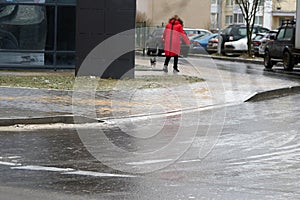 Ice crusted ground, icy road