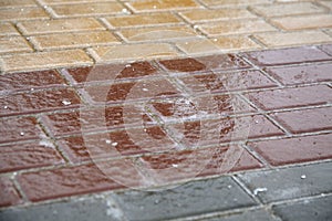 Ice crusted ground, slippery street