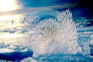 Ice crystal. Abstract background decorative texture of frozen water. Beautiful pattern