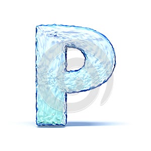 Ice crystal font letter P 3D