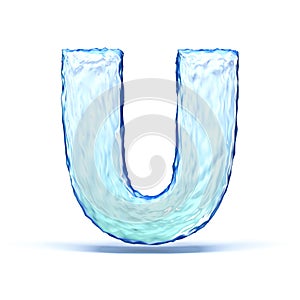 Ice crystal font letter U 3D