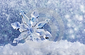 Ice crystal on snow