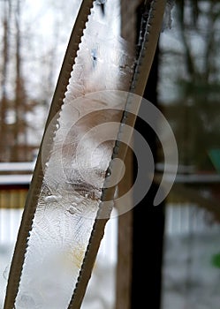 Ice crystals forming while trying to blow bubble due to extreme cold