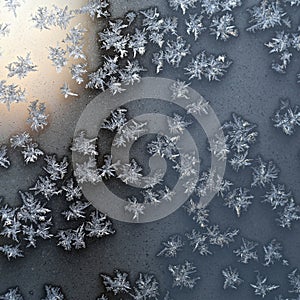 Ice Crystals on a Frozen Glass - a Cold Winter Day in Finland