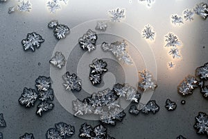 Ice Crystals on a Frozen Glass - a Cold Winter Day in Finland