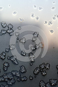 Ice Crystals on a Frozen Glass - a Cold Winter Day in Finland