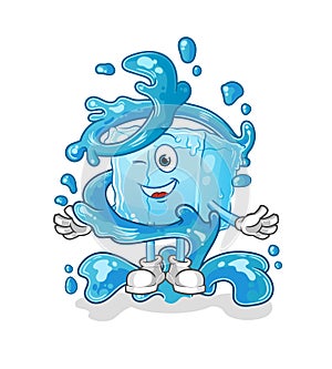 Ice cube fresh with water mascot. cartoon vector