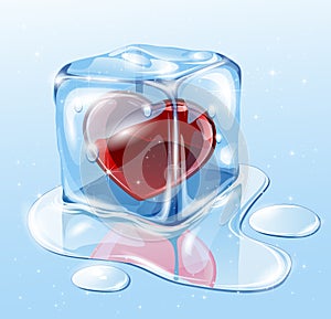Ice cube with heart photo