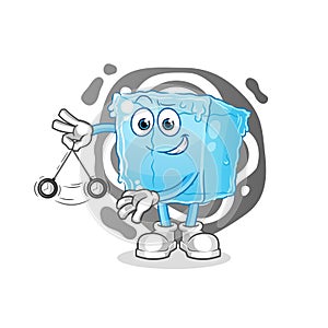 Ice cube hypnotizing cartoon. cartoon mascot vector