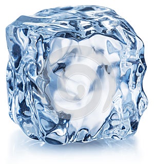 Ice cube. Macro shot. Clipping path.
