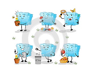 Ice cube Pirate group character. cartoon mascot vector