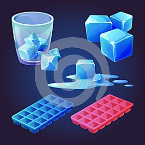 Ice cube tray vector. Melt water mold cartoon icon