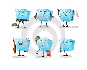 Ice cube troops character. cartoon mascot vector