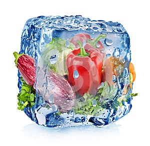 Ice cube with vegetables