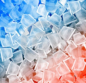 Ice cubes in blue light
