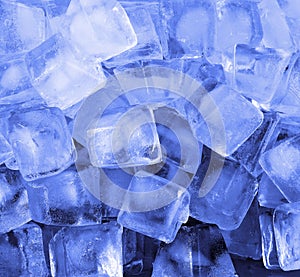 Ice cubes in blue light
