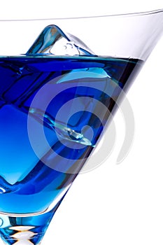 Ice cubes in a blue martini