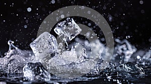 Ice Cubes Falling Through Midair Captured With High-Speed Photography