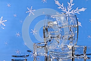 Ice Cubes in Glass - BlueSnowflake Background photo