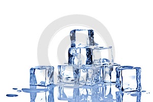 Ice cubes isolated on white background photo