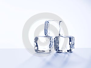 Ice cubes isolated white background.