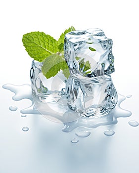 Ice cubes with mint photo
