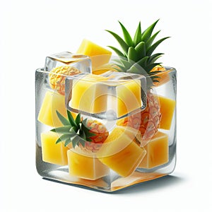 Ice cubes with pineapple juice Ice cubes made with pineapple j