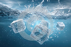 Ice Cubes Underwater