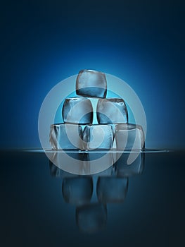 Ice cubes pyramid