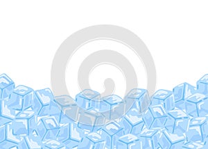Ice cubes set background. Blue Ice collection on white background. Fresh water in square block. Vector illustration