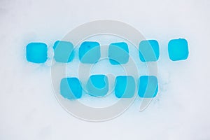 Ice cubes in the snow, winter sale