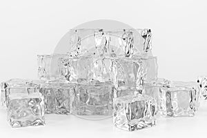 Ice cubes stacked each other with white background, 3d rendering