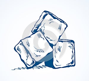 Ice cubes. Vector drawing photo