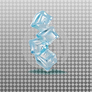 Ice cubes vector illustration on transparent background