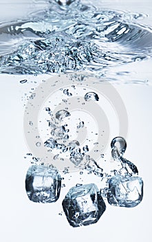 Ice cubes in water