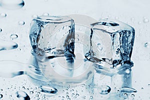 Ice cubes on water