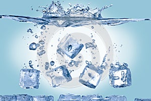 Ice cubes in water photo