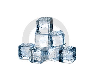 ice cubes on white background