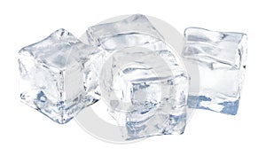 Ice cubes on white background. Clipping pats