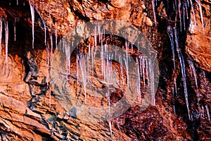 Ice Cycles on Rock in Morning Light